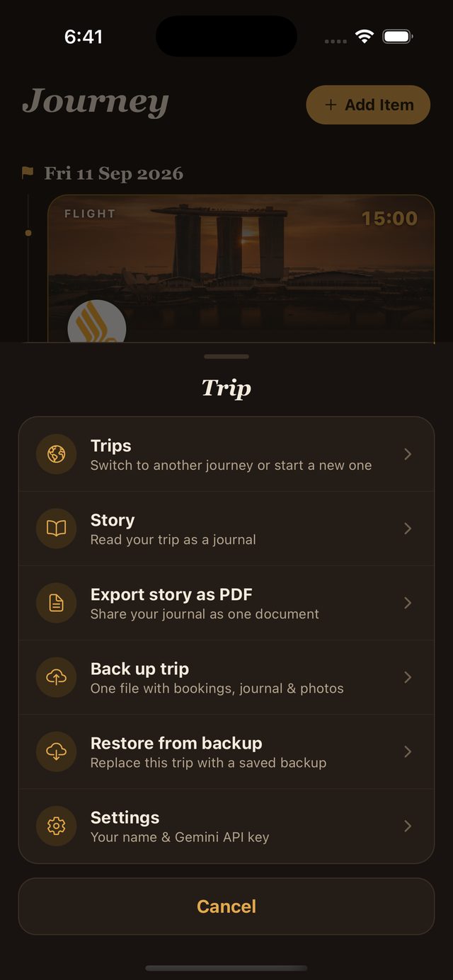 Backup and export options